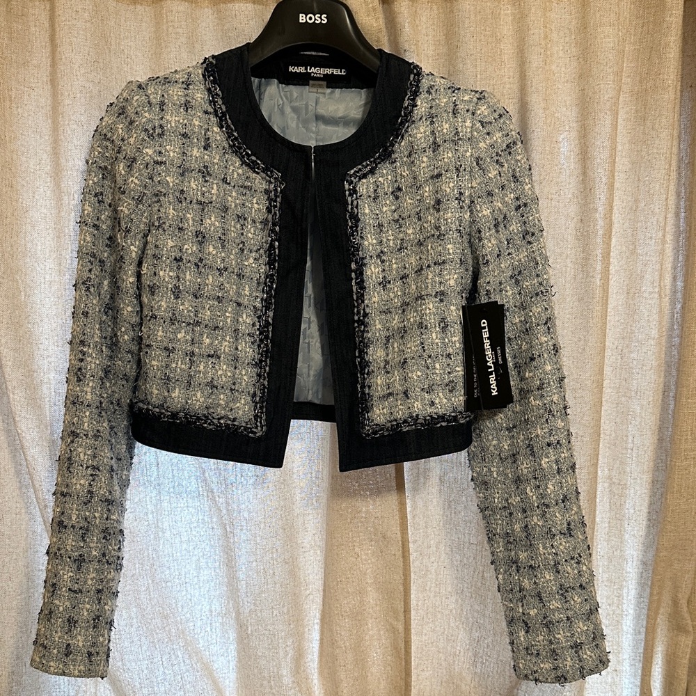 Karl Lagerfeld Tweed Black and Gray Blazer